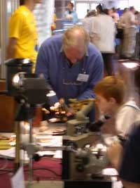 Martin Elsworth setting up
                  a geological sample